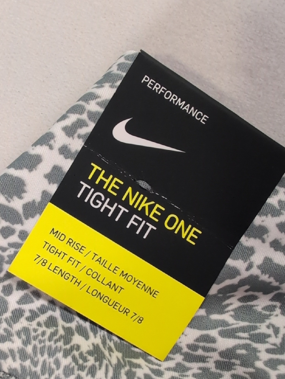 Nike One Tight Fit 7/8 Mini Leopard Smoke Grey & Black Size Large - Picture 2 of 13